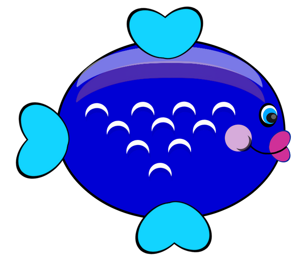 Blue Shiny Fish with Blue fins & pink lips