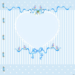 Blue Heart Polkadots Stripes Bows & Blue Birds 12x12 Scrapbook Cover