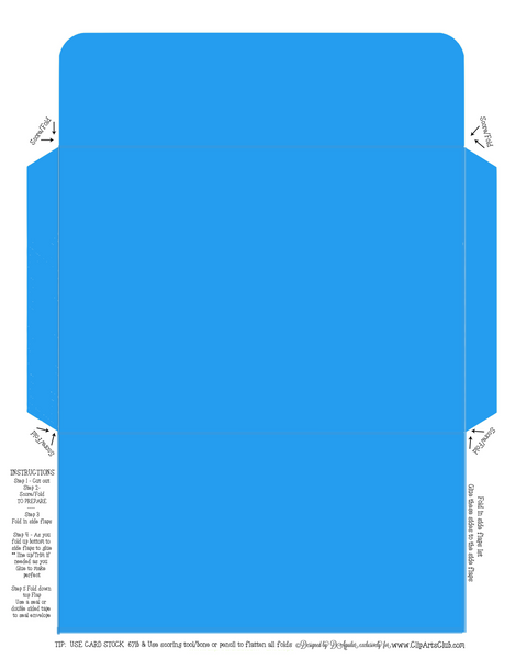 Blue Envelope Fits My Regular Greeting Cards 4X6 Envelope - DIY Printable.  To seal use double sided tape