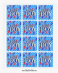 Baby Boy Blue Star & Polkadots -BABY BOY CUPCAKE TOPPERS PRINTABLE