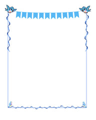 Bluebirds & Ribbons Border 8x10 Blue Print