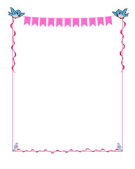 Bluebirds & Ribbons Border 8x10 Pink Print