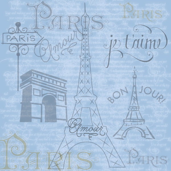 Blue Paris Scrapbook page 12X12