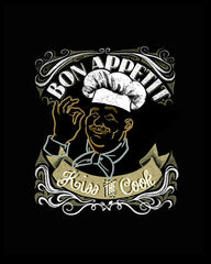 Bon Appetit Kiss The Cook Chef 8x10 Chalk Print Ready To Frame