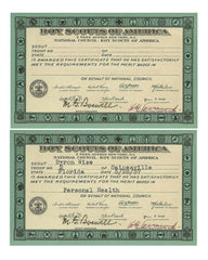 Boy Scouts Vintage Award Certificate Both Blank & 1937