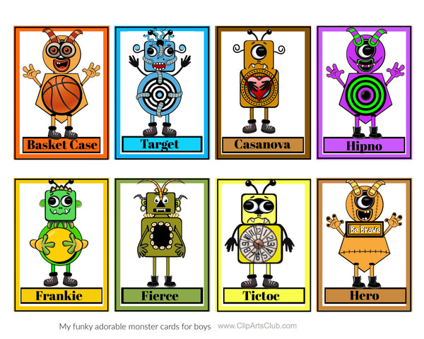 Monster Boys "Named" ATC Cards Printable