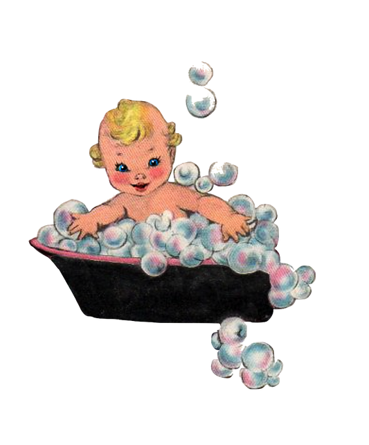 Bubbles - Vintage Baby in a Tub overflowing in Bubbles (Small Image)