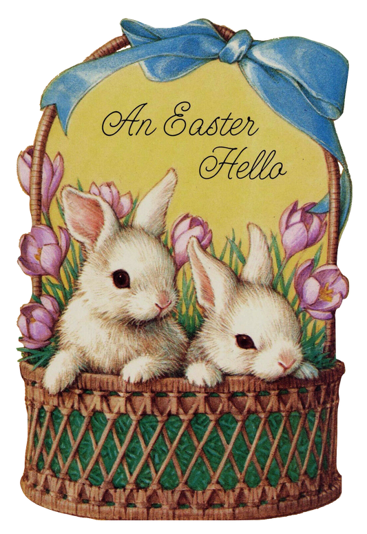 Happy Easter Basket full of Rabbits