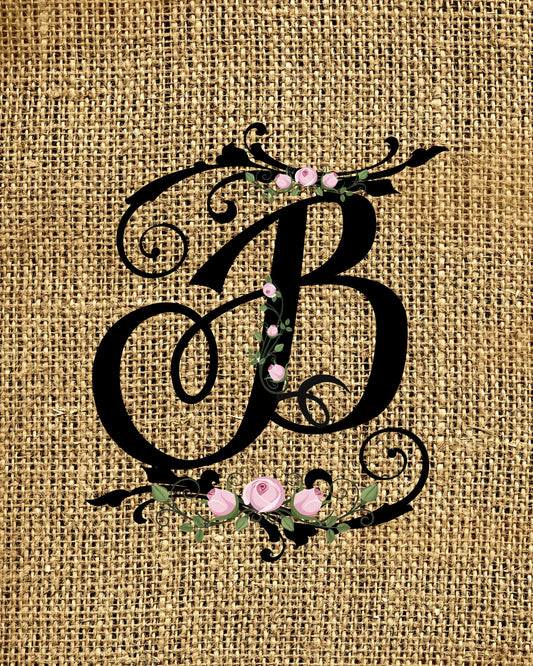 B- Monogram Burlap Rose Collection Prints & Printables