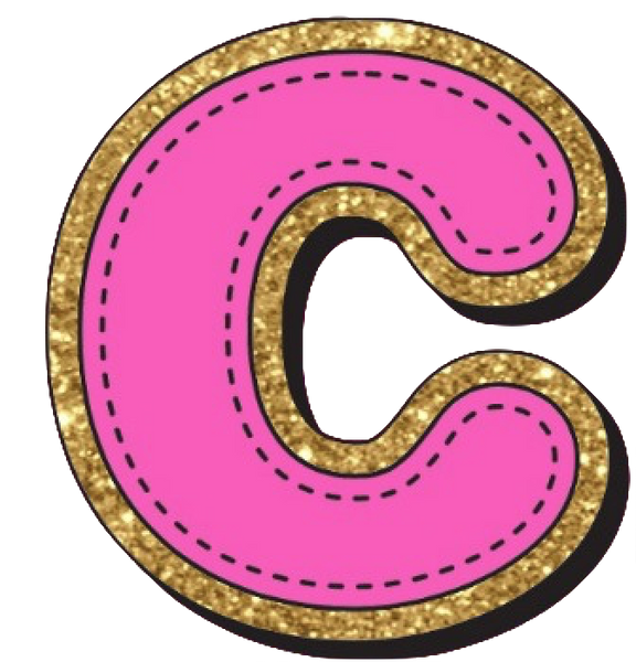 Bright Pink Alphabet trimmed in glittery gold Very Girly!