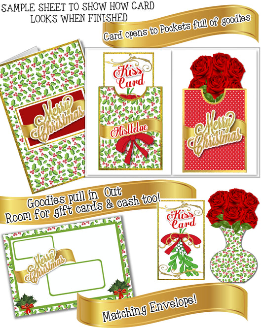 Christmas Ivy Card Set with pockets. SAMPLE PAGE DISPLAY - Scroll to actual Printable Pages to Download