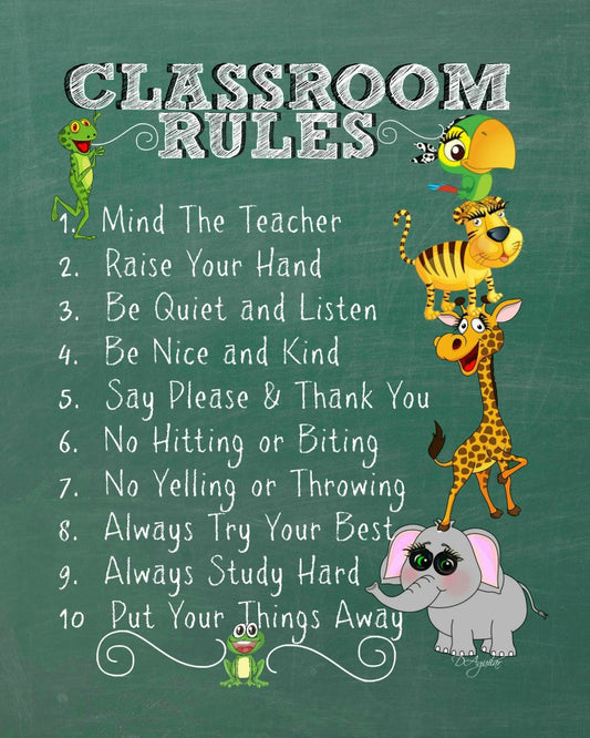 Classroom Rules Sign on Green or Black Chalkboard Perfect Teachers Gift!