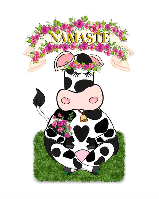 "Namaste - Yoga Cow" Cow Print 8X10