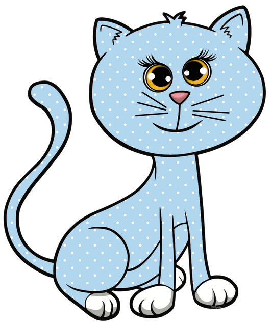 Blue Polkadot Kitty Cat PNG Clip Art Image