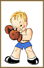 Champ #3  - Little Boxer Boy Vintage Postcard