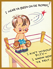 Champ #4 - Little Boxer Boy Vintage Postcard.