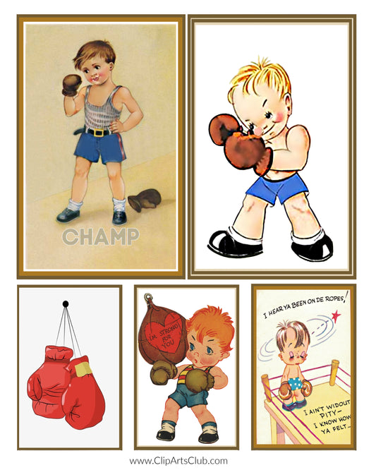 Champ - Little Boxer Boy Collage Sheet Printable #2
