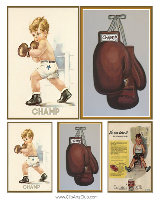Champ - The Little Boxer Boy Collage Sheet Printable