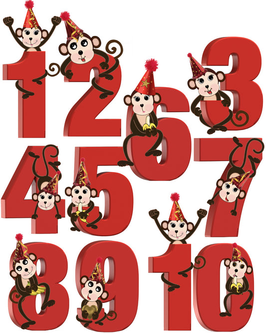 Monkey Numbers Set - PNGS Clip Art