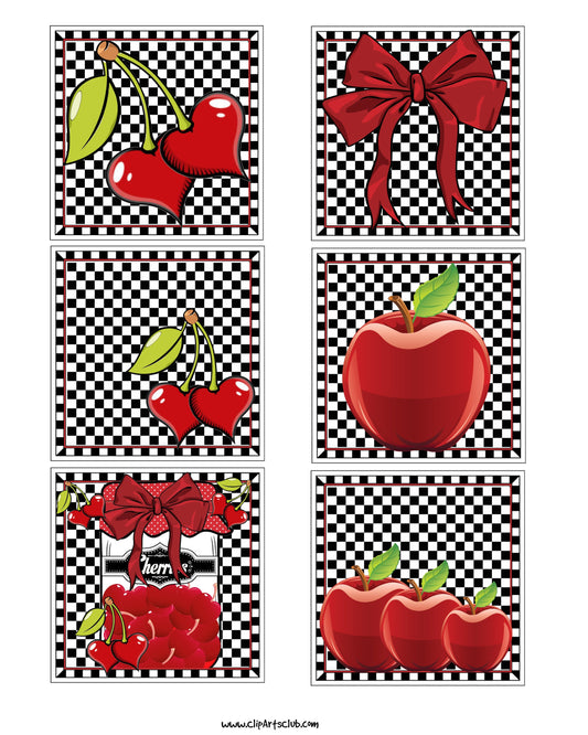 Country Kitchen Collage Sheet - Apples & Cherries
