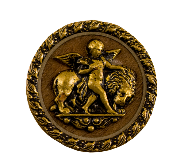 Antique Cupid Lion Gold Button