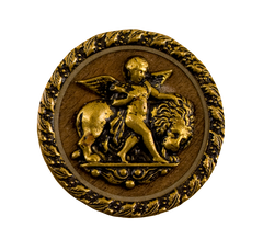 Antique Cupid Lion Gold Button