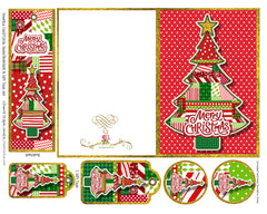 Greeting Card- Bookmark, Seals, Circles & Tags Set Merry Christmas DIY Red Christmas Tree Envelope set Christmas Bits Collection