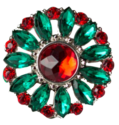 Christmas Bling Red & Green Rhinestone Button