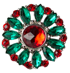 Christmas Bling Red & Green Rhinestone Button