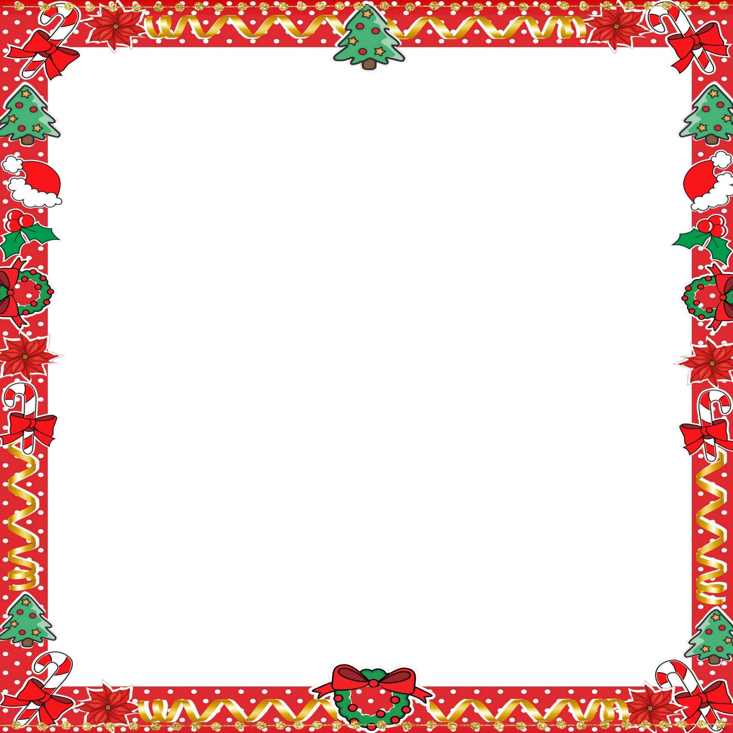 Red & White Polkadots Gold Christmas Page 12x12 or Stationery