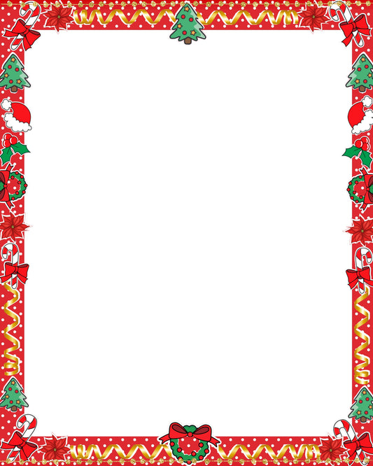 Red & White Polkadots Gold Christmas Page 8x10 or Stationery Merry Christmas