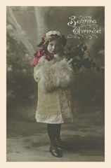 Bonne Annee French Vintage Postcard beautiful young girl