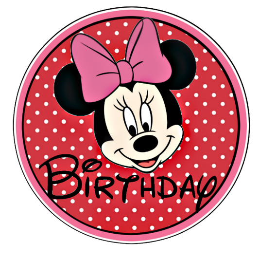 Minnie Mouse Birthday Tag - Circle Birthday Tag Label Party Decoration