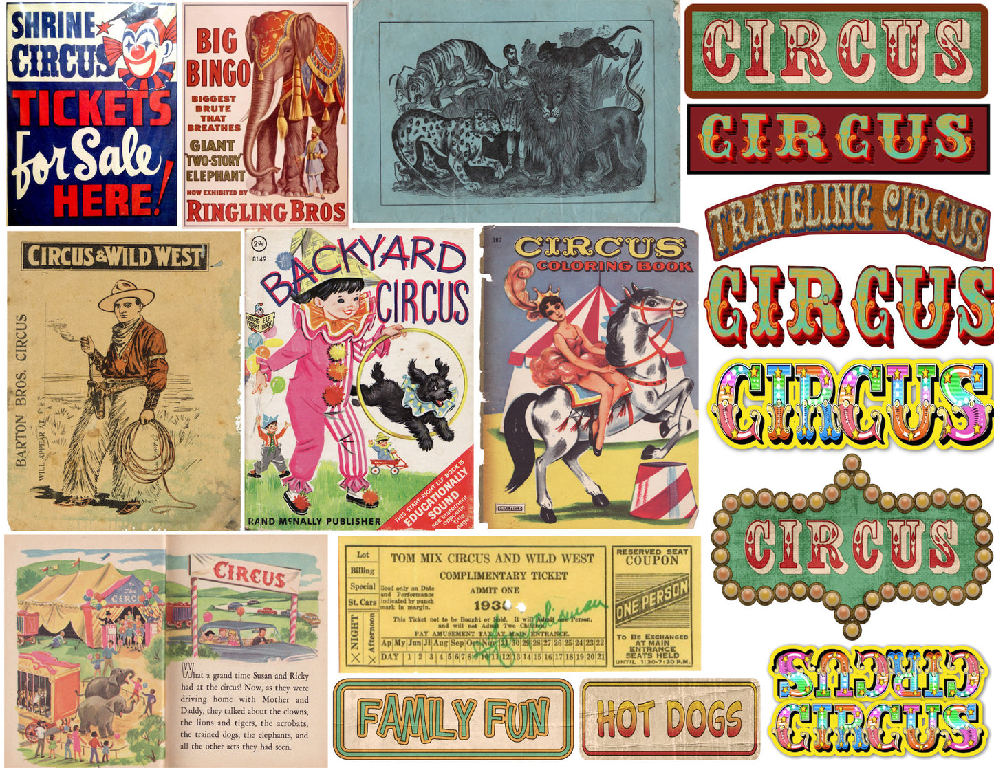 Vintage Circus Ephemera  Printable