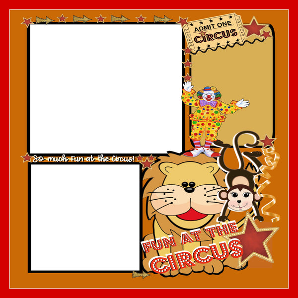 Circus 12X12 Scrapbook Page Red & Orange