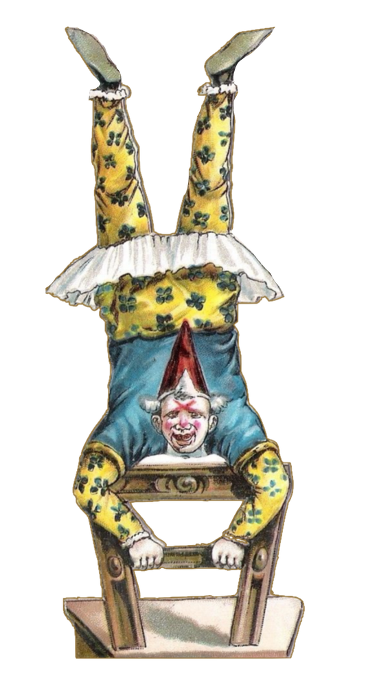 Circus Clown Handstand Chair #1 Vintage Clip Art Transparent PNG I