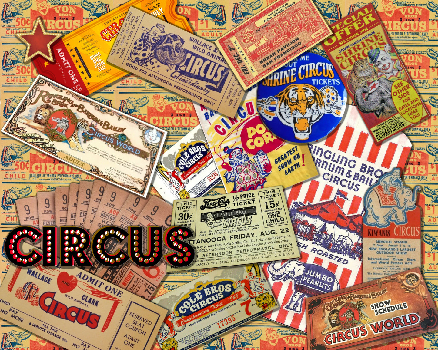 Vintage Circus Background Scraps Journal and printable paper for scrapbook
