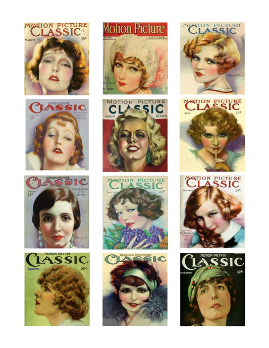 Motion Picture Classic Magazine Glamour Girls Movie Stars Collage Sheet #3  8x10 Printable