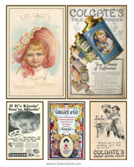 Colgate Vintage Postcards & Advertisements Collage Sheet Printable #3