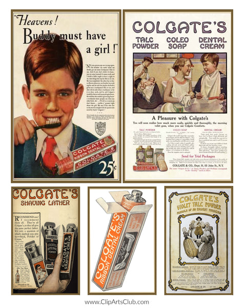 Colgate Vintage Ephemera Advertisements Collage Sheet Printable #4