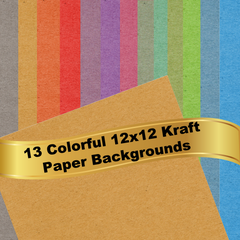 13 Colorful Kraft Paper 12X12 Backgrounds - Textured Bundle