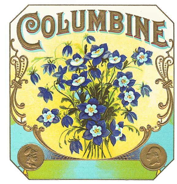 Columbine Vintage Gold & Floral Label