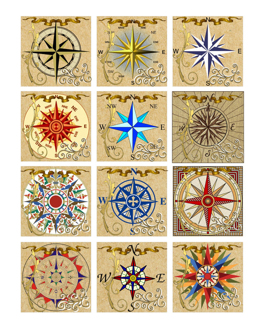 Compass Collage Sheet #1 Old World Design