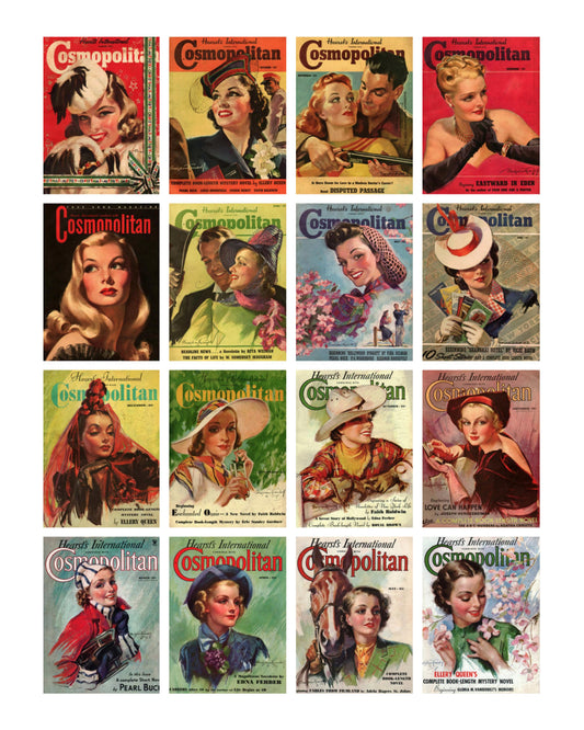 Vintage Cosmopolitan Magazine Covers Collage Sheet
