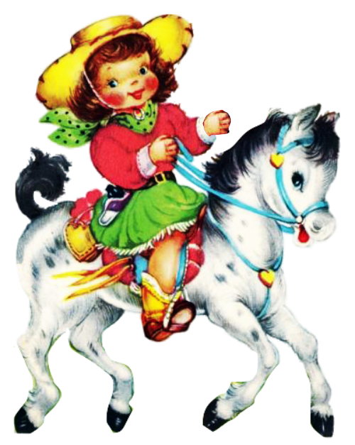 Horseback Cowgirl - Yellow Hat - Little Girl