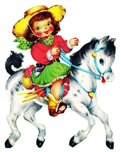 Horseback Cowgirl - Yellow Hat - Little Girl