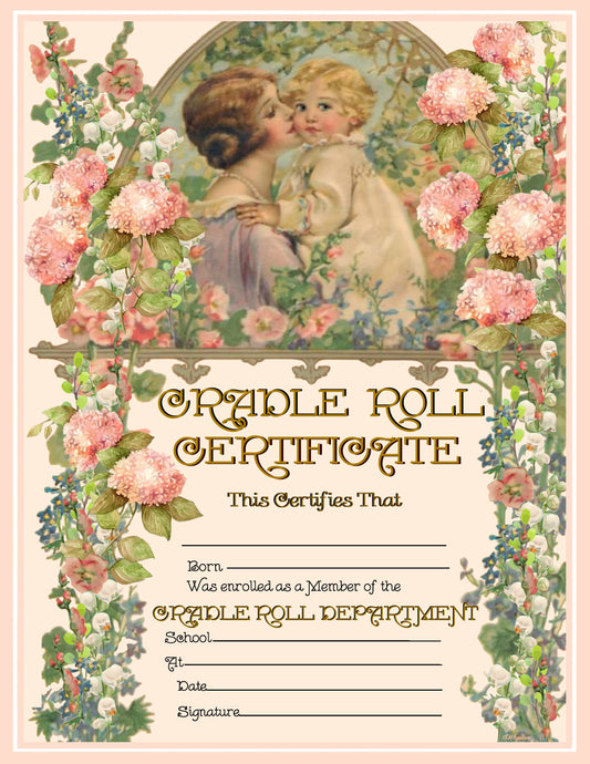 Cradle Roll Certificate Beautiful Print