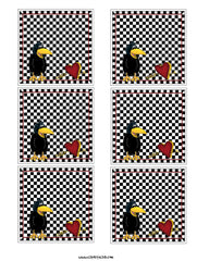 Crows with heart Black Checkered Collage Sheet