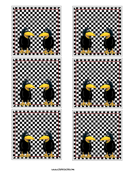 Crows Black Checkered Collage Sheet