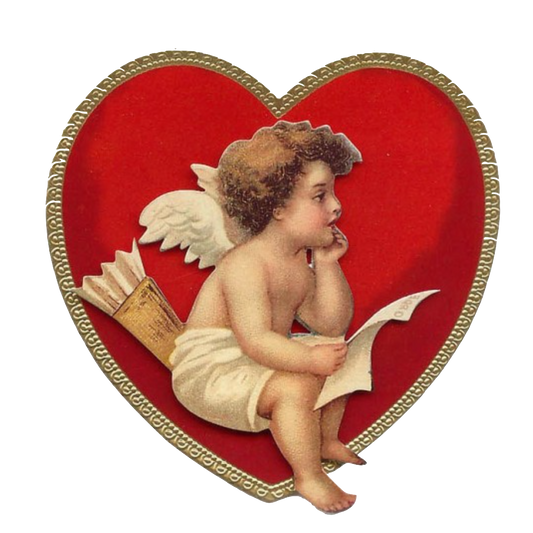 Cupid vintage red heart with letter & arrows